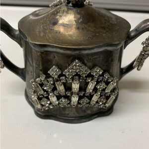 Vintage Silver Teapot with Crystal Accents